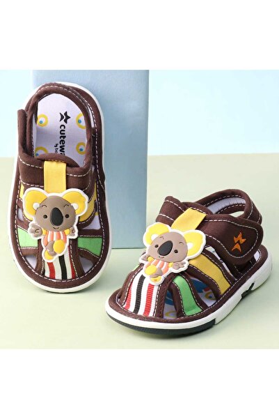 Cute Walk by Babyhug صندل بشريط فيلكرو وتطريز كوالا - بني