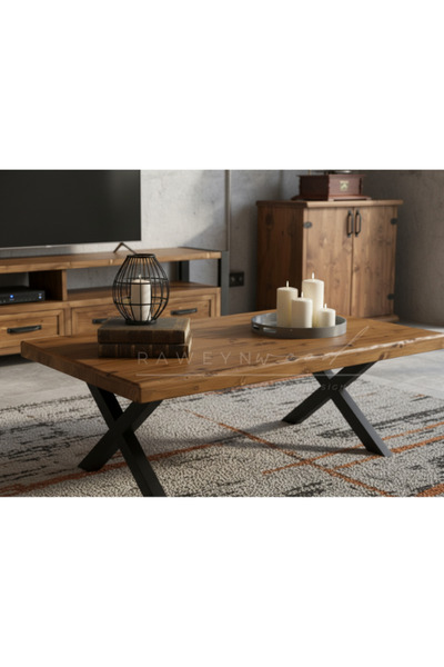 raweyn TSUGA DOĞAL AHŞAP ORTA SEHPA 45x45