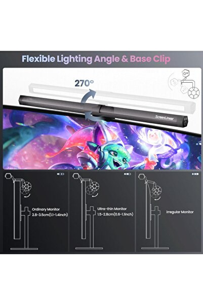 Gaming Gambler Computer Monitor Light Bar, RGB Screen Lamp, 40cm, Touch Dimmer & Color Temperature