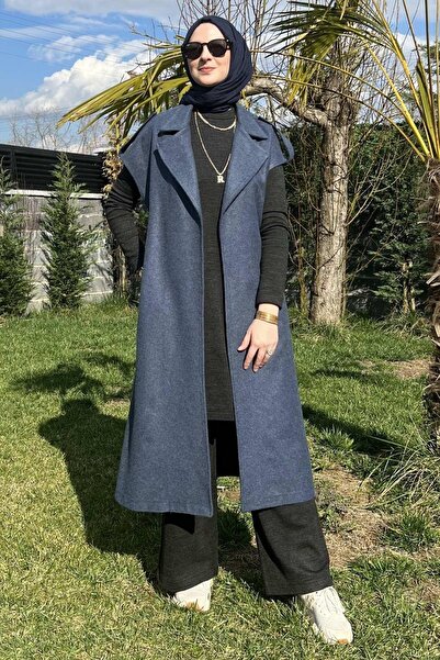 Rabia Şamlı Indigo Vest with Epaulettes