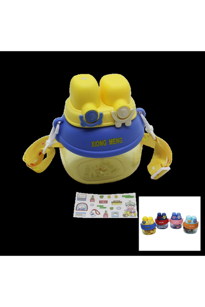 Go İthalat YÜZ MODELİ  - 2 KİLİTLİ KAPAK  RENKLİ MİKA KRİSTAL SULUK MATARA PİPETLİ - NAYLON ÇANTALI - ASKILI 12