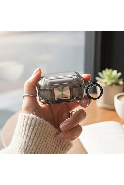 Samsung CaseOnn Galaxy Buds FE - Buds Core Kılıf Transparan Emniyet Kilitli Füme