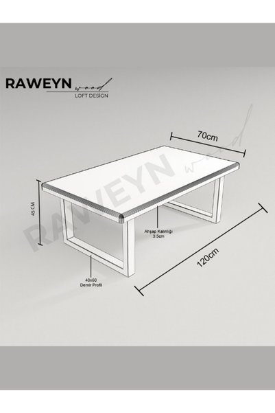 raweyn HOLZ DOĞAL AHŞAP ORTA SEHPA 60x60