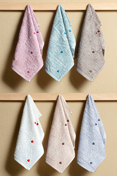 Bersay 6-Piece 30X50, 100% Cotton Bamboo, Embroidered Kitchen & Hand Towel Set – Soft, Absorbent, Stylish and Durable