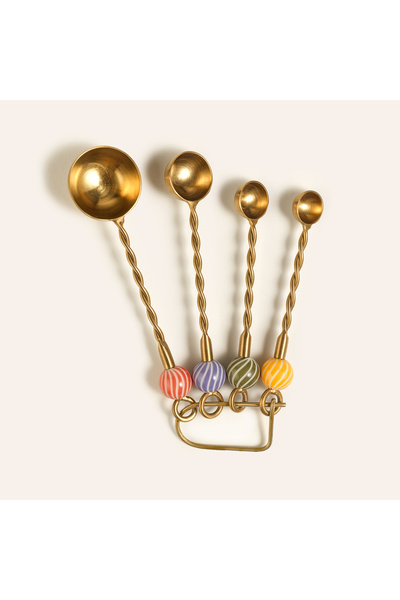 Zsa Zsa Zsu Rampur Çelik - Pirinç Ölçü Kaşık Seti 5x12x3 Cm Altın - Renkli