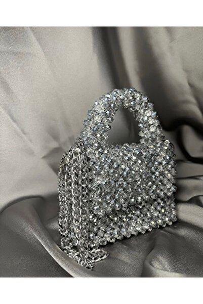 Zoyaluxurybag Kristal Gümüş El Çantası