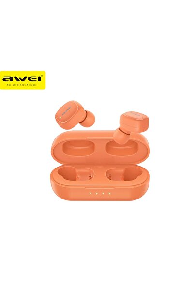 AWEI T13 Pro True Wireless Earbuds - Zesty Orange (Brand New)