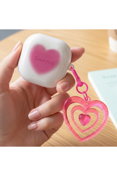 Samsung CaseOnn Galaxy Buds 2 - Buds 2 Pro Kılıf Renkli Gösterişli Kalp Pembe