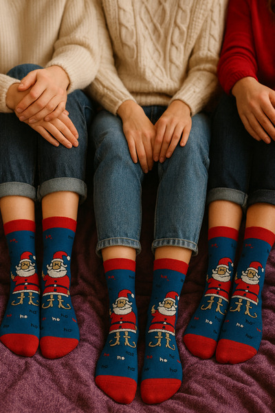 Miss Merry Termal Yılbaşı Çorabı 2’li Paket – Noel Baba Desenli Kalın Kışlık Set