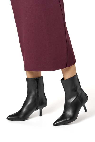 Geox Women's Black D Kleopy B - Nappa Sheep Lea Zippered Thin Heeled Leather Boots D56Ybb000Tuc9999