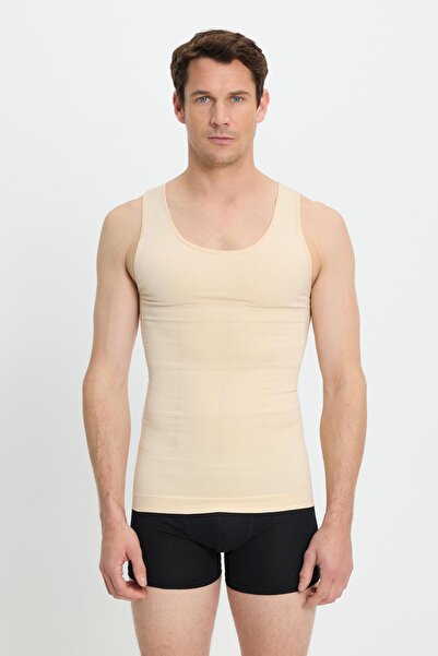 Tudors Men's super Slim Fit extra slim fit elastic skin color tank top corset