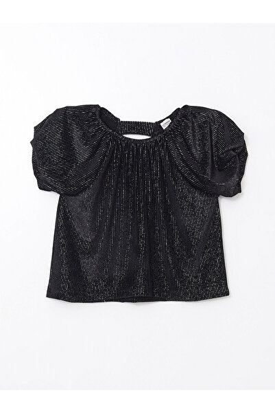LC Waikiki Black Crew Neck Sparkly Girls' Blouse