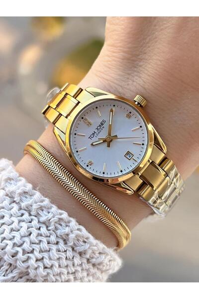 Tom Jones ساعة يد نسائية من الفولاذ المقاوم للصدأ، لا تفقد لونها، مقاومة للما...