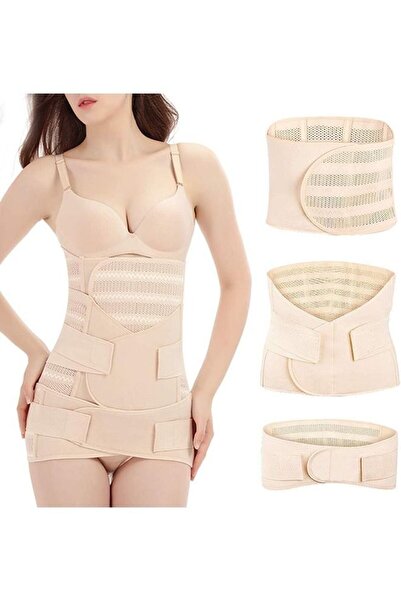 Arabest 3 in 1 Postpartum Recovery Girdle Corset,Belly Wrap Postpartum Girdle, Skin Color, L