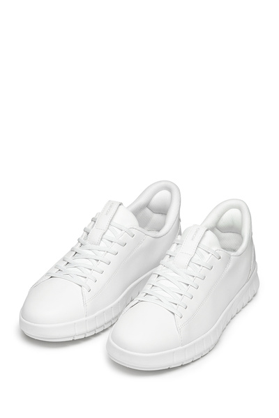 Geox Men's White U Flextrıde Plus Lace-Up Leather Sneaker U56Maa0009Bc1000