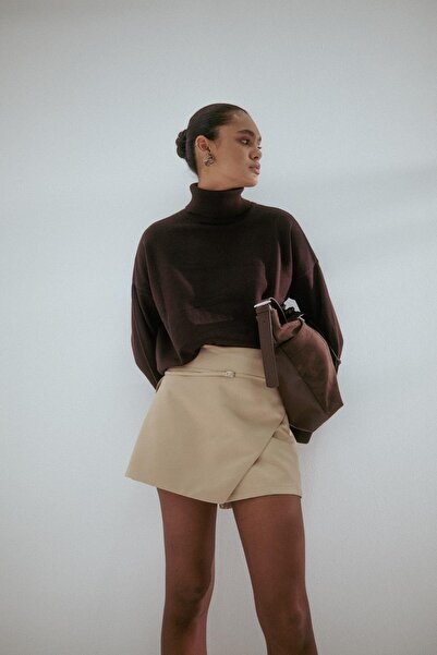 MARKALİSTE Belt Detailed Shorts Skirt Mink