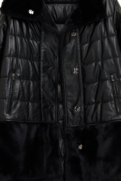 Derimod Avoriaz Women's Black Teddy Leather Coat 24Wgp5295Ff