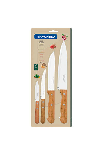 TRAMONTINA مجموعة سكاكين ديناميكية من 4 قطع بشفرات من الفولاذ المقاوم للصدأ و...