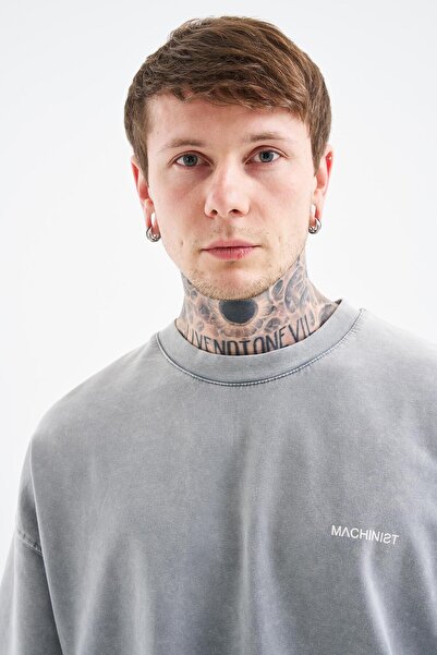 Machinist Men's Luxury Basic Washable Oversized T-Shirt Gray