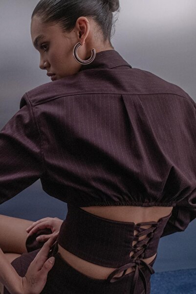 MARKALİSTE Premium waist corset shirt burgundy