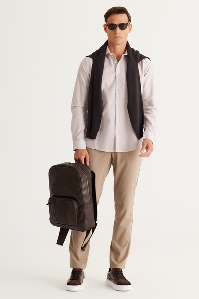 ALTINYILDIZ CLASSICS Slim Fit Slim Fit Small Italian Collar 100% Cotton Dobby