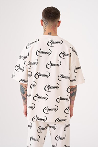 Machinist Men's Nope Printed Oversized T-Shirt Optic White