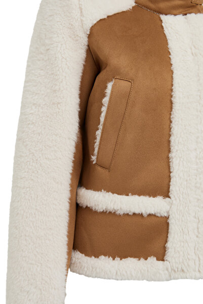 Derimod Kaprun Women's Beige Short Teddy Coat 24Wgp5292Ff