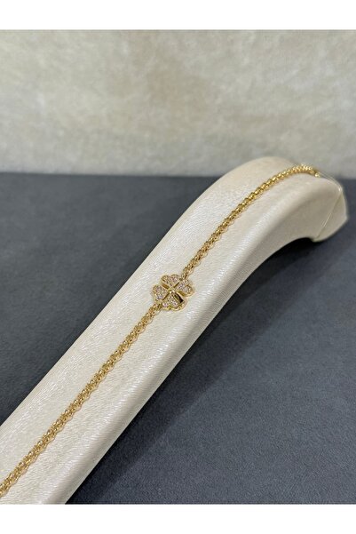 ARSLANTAŞ 1989 8 AYAR ALTIN DOÇ ZİNCİRLİ DÖRT YAPRAKLI YONCA BİLEKLİK