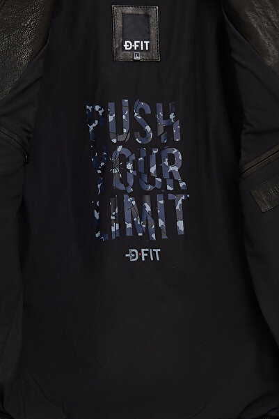 Derimod Towns Men's Black Slim-Fit Short Leather Jacket 25Wgf65872Z