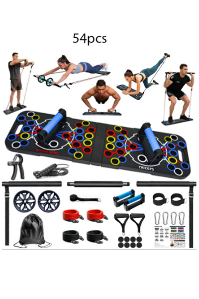 EHOME لوح ضغط قابل للطي 54 في 1، قضيب ضغط متعدد، أشرطة مقاومة بمقابض وحبل قفز