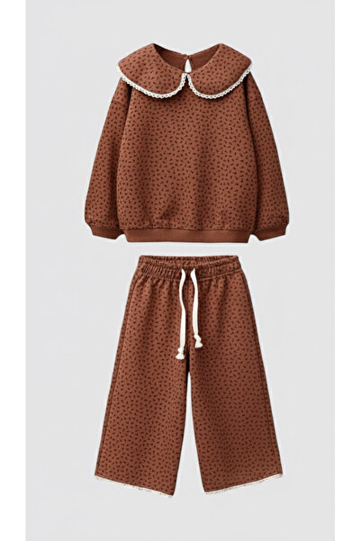 Daisy Dolly Girl's Peter Pan collar Detailed Cotton Bottom Top Set