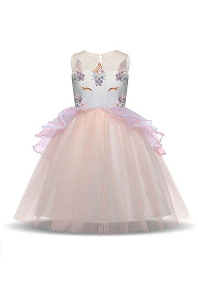 Beauenty فستان الأميرة يونيكورن بتنورة من التول الملون، زي أداء مهرجاني