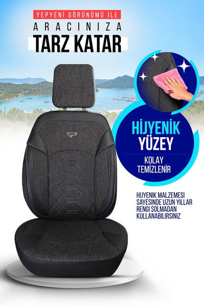 Panda Kılıf Panda Bremen Series Linen Fabric Car Seat Cover - Full Set