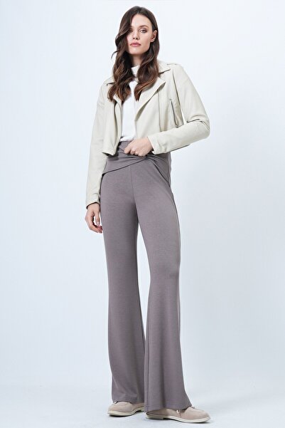 VAGGON Women's Mink Waist Knot Detailed Modal Trousers Vs01521