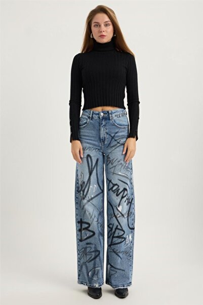 HomeStore Sprey Yazılı Jean Pantolon