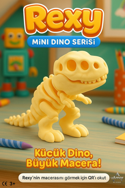 uAmor سلسلة ميني دينو – شخصية ريكسي التعليمية (ديكور ثلاثي الأبعاد ومحفز للخيال)