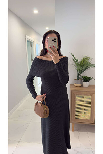 BİRCANÇİL Astera Anthracite Madonna Collar Skirt Suit