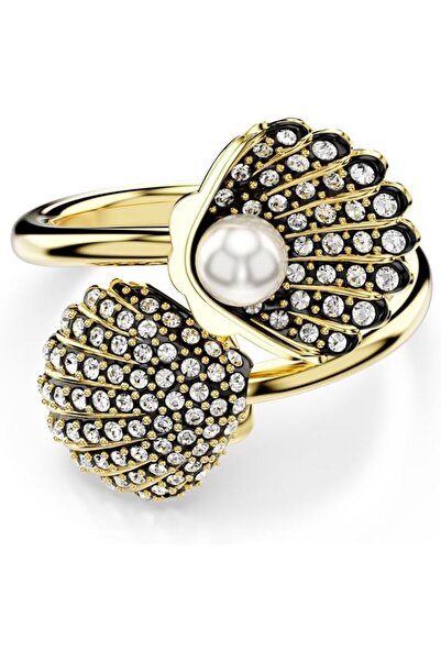 Generic Idyllia open ring, Crystal pearl, Shell, White, Gold-tone plated