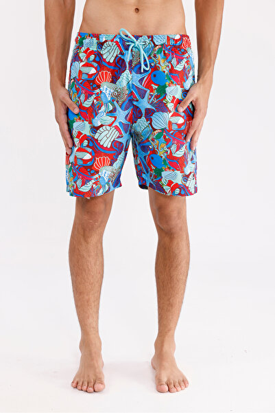 Rowinger Deniz Temalı Desenli Hafif Dokulu Kordonlu Bel Ayarlı Yan Cepli Diz ...