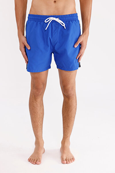 Rowinger شورت بحري قصير بسطح غير لامع سريع الجفاف مع حزام خصر مطاطي وجيوب بسح...