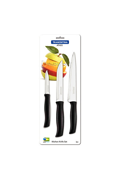 TRAMONTINA Athus 3-Piece Knife Set with Stainless-Steel Blades & Ergonomic Polypropylene Handles