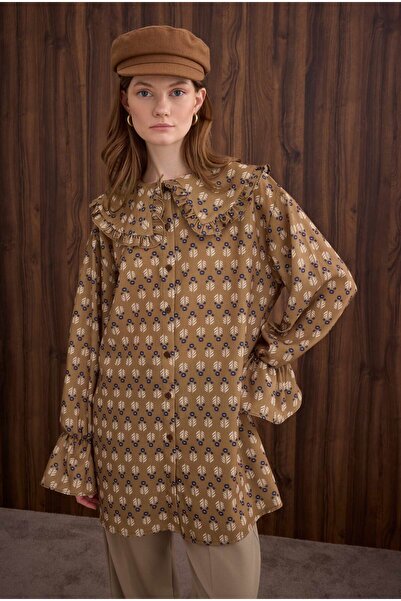 HEQA Collar Detailed Shirt Amber Pattern