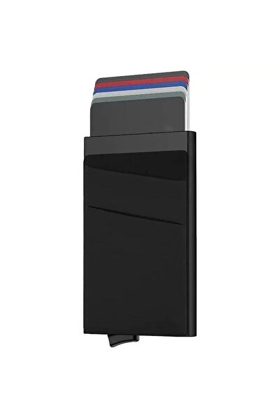 valkyrie Premium Slim Metal Automatic Card Holder – Rfid Protected, Mechanism Operated, 10+ Card Capacity Black