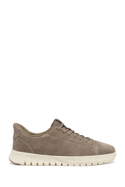 Geox Men's Beige U Flextrıde Plus Lace-Up Suede Leather Sneaker U56Maa00022C1018