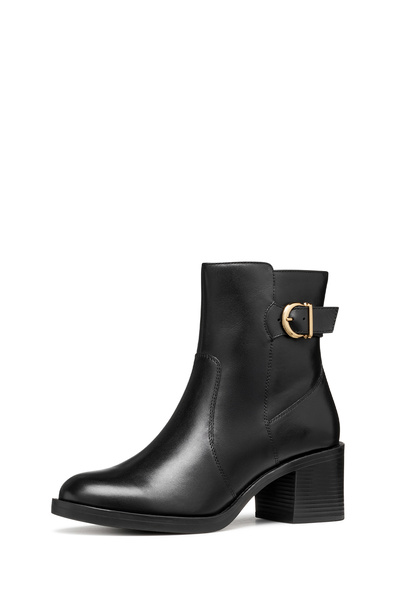 Geox Women's Black D Series 60 a - Smo.Lea Buckle Zipper Heeled Leather Boots D56Xxa00043C9999