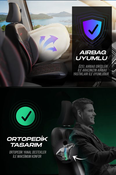 Panda Kılıf Panda Bremen Series Linen Fabric Car Seat Cover - Full Set