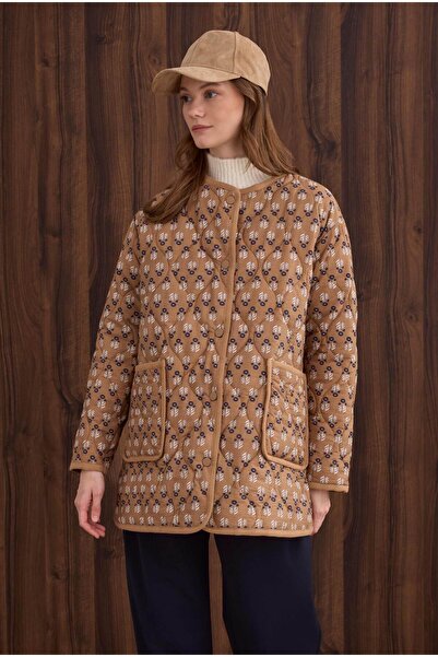 HEQA Patterned Quilted Jacket Amber Pattern