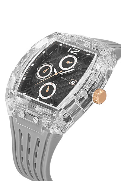 Polo Air Silicone Men's Wristwatch with Calendar Gray Transparent Case Color Pl-7051E4X