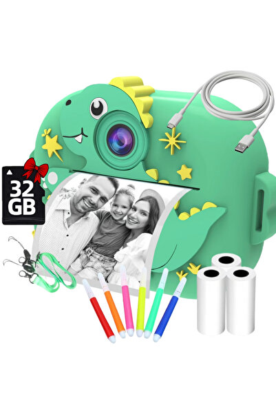 SMARTIC Instant printing photo camera, Full HD 1080p, 48MP, 2.4", SD 32GB+4 rolls, selfie+4 games+MP3