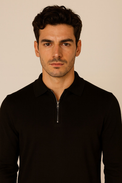 NCS Men's Knitwear Polo Neck Black 3773